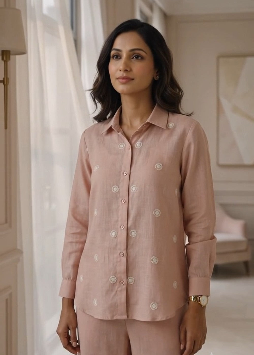 Linen Peach Blossom Shirt