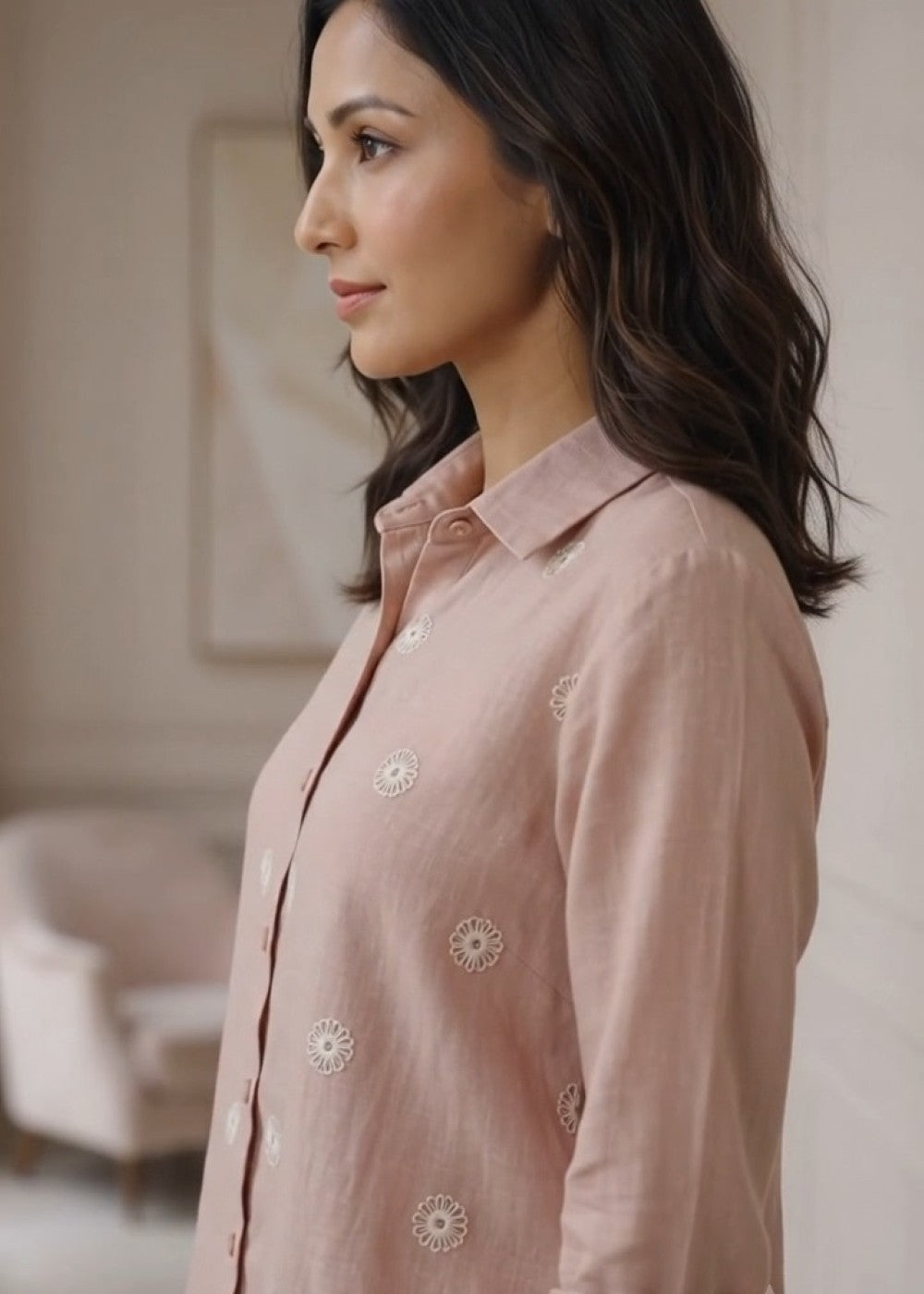 Linen Peach Blossom Shirt