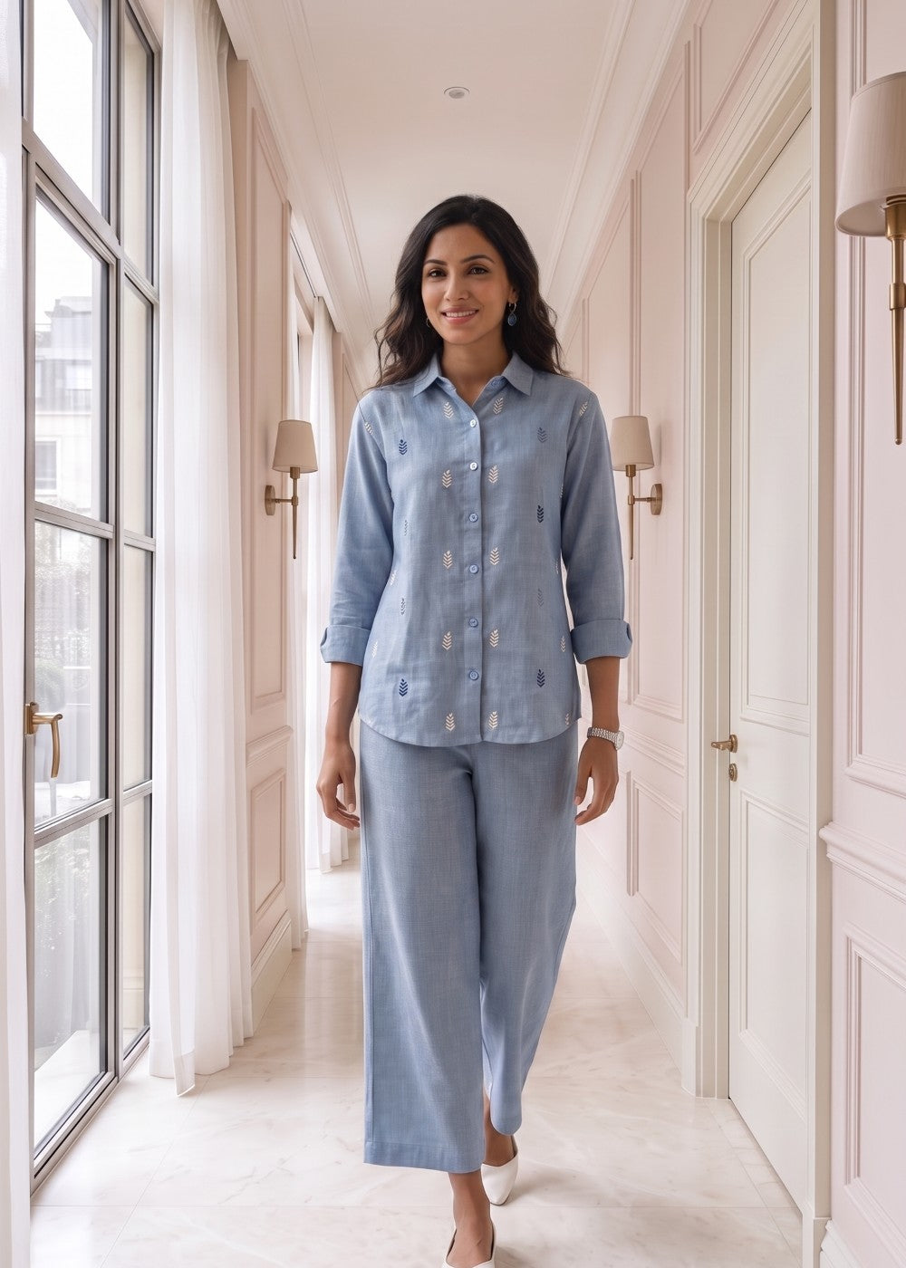Blue Whisper Linen Set