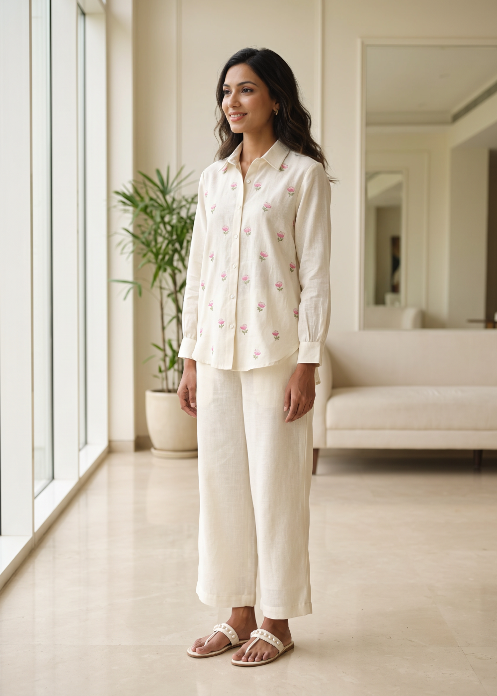 Ivory Bloom Linen Set