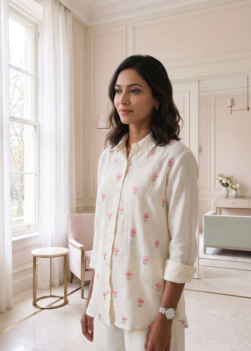 Ivory Bloom Linen Set