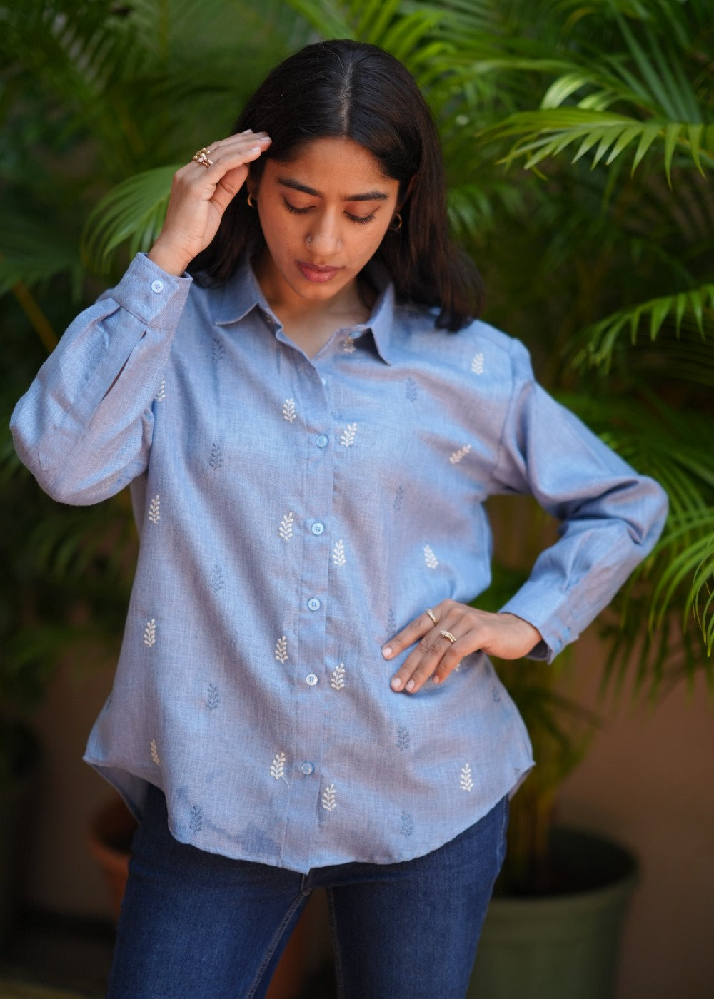 Linen Blue Petal Shirt