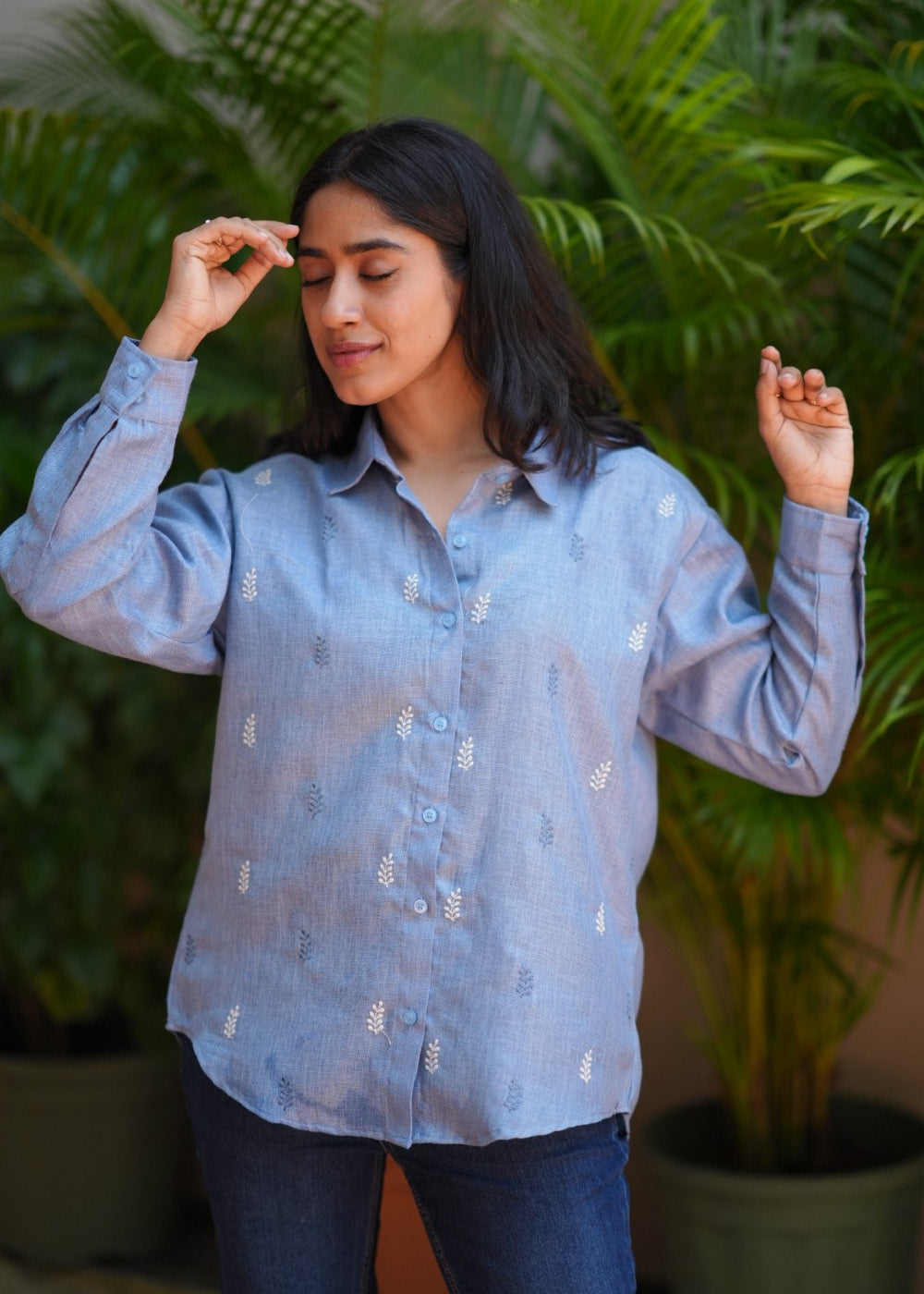 Linen Blue Petal Shirt