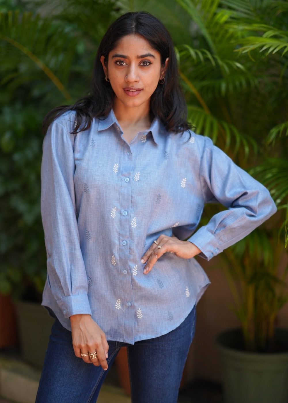 Linen Blue Petal Shirt