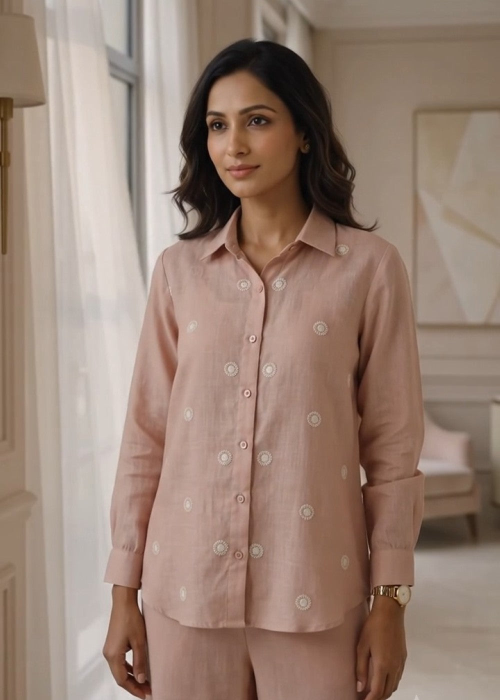 Linen Peach Blossom Shirt