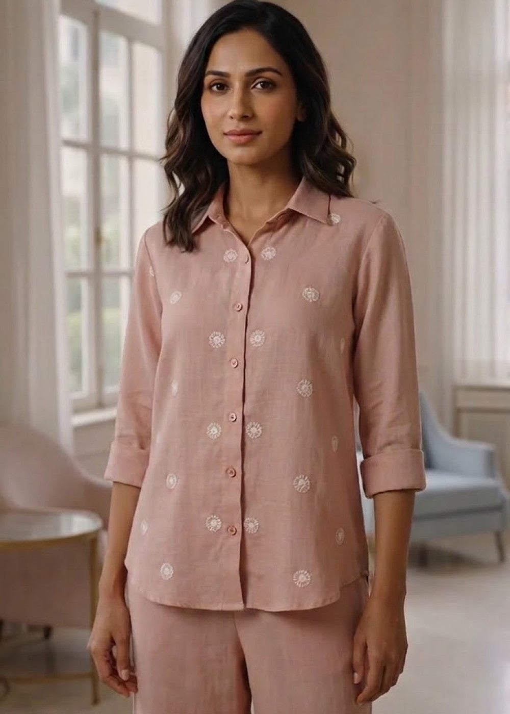 Linen Peach Blossom Shirt