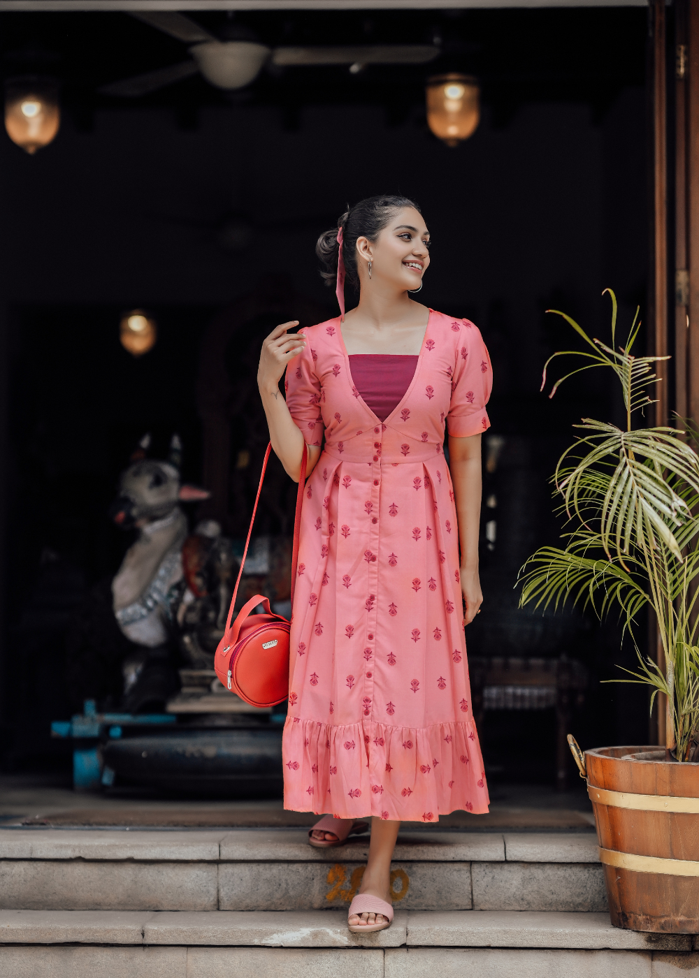 Coral Floral Dress